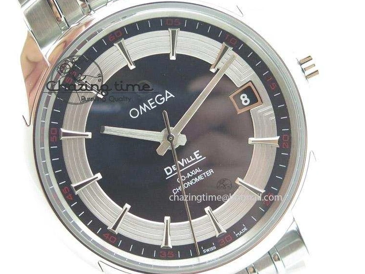0823 De Ville Hour Vision Co-Axial 41mm SS V6F Best Edition Black Dial On SS Bracelet A BestValue 8277